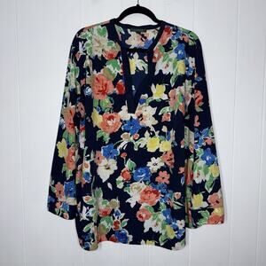 Lauren Ralph Lauren Women’s V Neck Floral Tunic Top Long Sleeve Size 3X